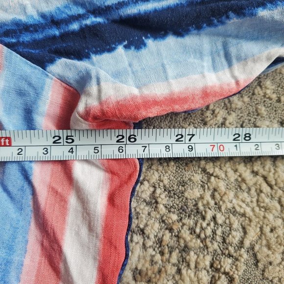 Allison Daley Top Women's 2X Blue Pink White Stripe 3/4 Roll Sleeve Button up - Picture 4 of 6